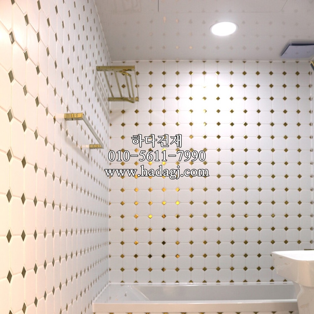 팔각 모자이크타일 95x95x5T (25x25) 화이트골드 / 하다건재