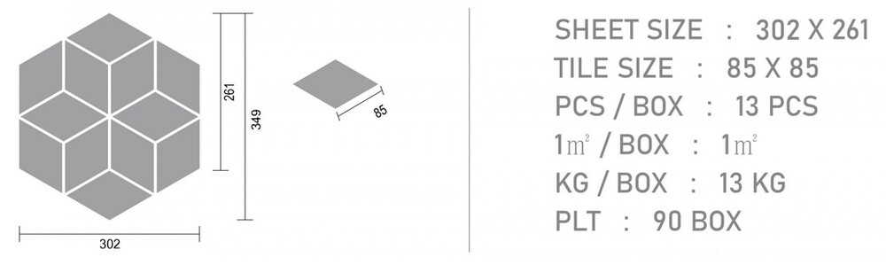 다이아 모자이크타일 85x147 그레이 / 하다건재
