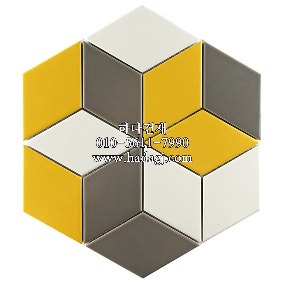 다이아 모자이크타일 85x147 밀크 그레이 옐로우 믹스 / 하다건재