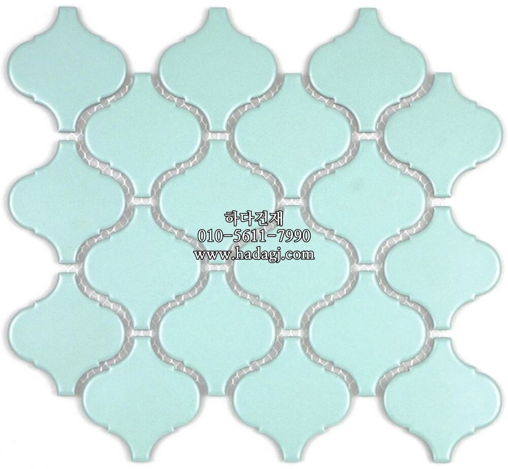  랜턴 모자이크타일 74x78x4T 민트 무광 / 하다건재