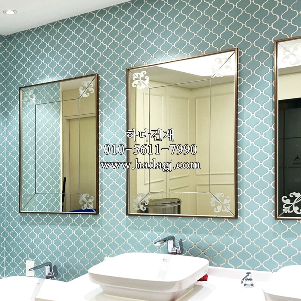 랜턴 모자이크타일 74x78x4T 민트 무광 / 하다건재