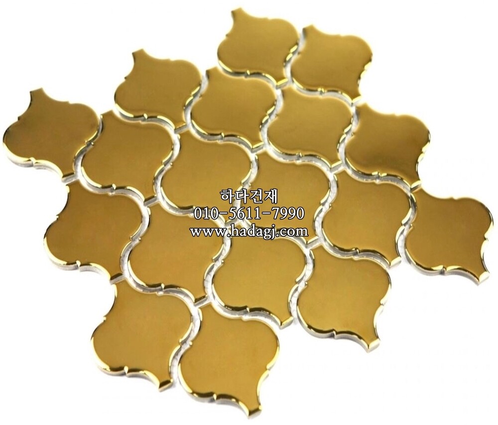 랜턴 모자이크타일 74x78x4T 골드 유광 / 하다건재