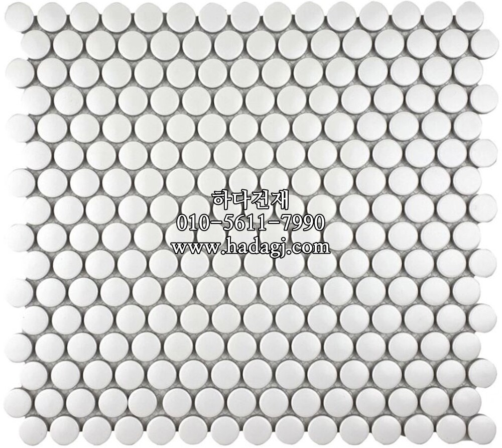 원형 모자이크타일 19x19x4T 화이트 무광 / 하다건재