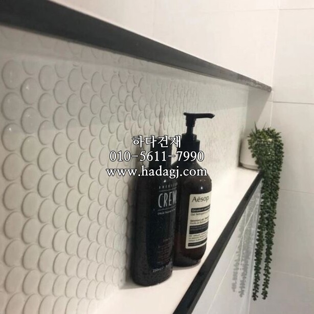 원형 모자이크타일 19x19x4T 화이트 무광 / 하다건재