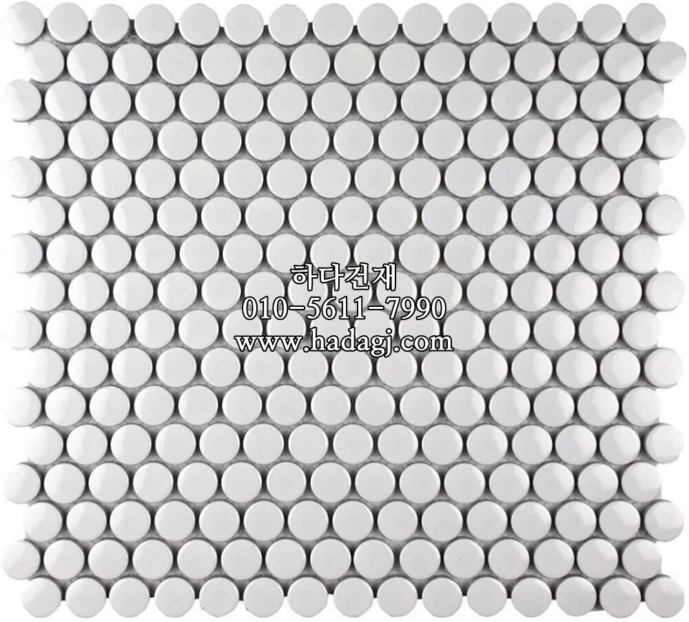 원형 모자이크타일 19x19x4T 화이트 유광 / 하다건재