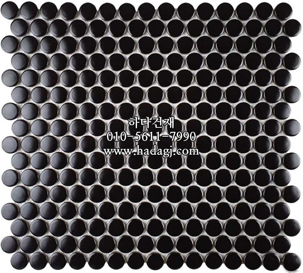 원형 모자이크타일 19x19x4T 블랙 무광 / 하다건재