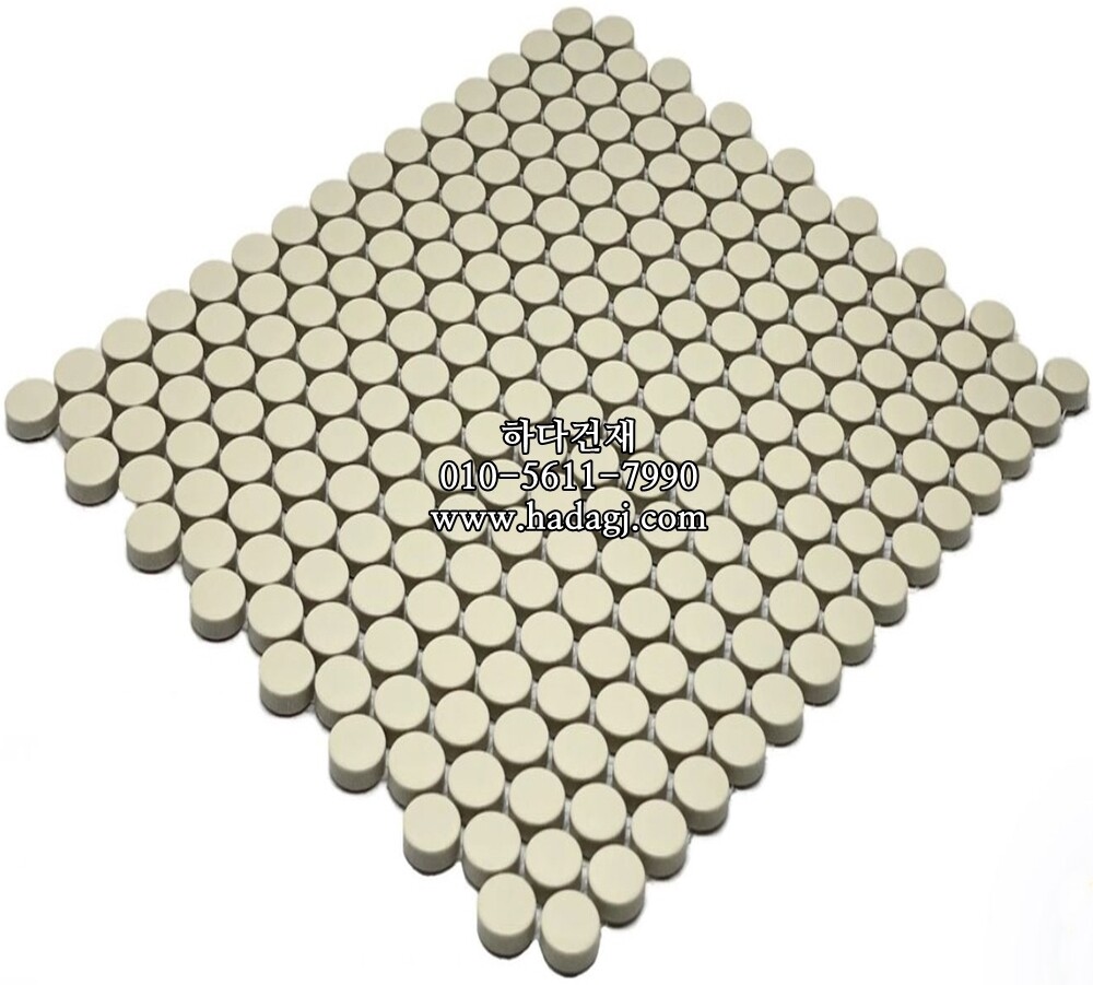 원형 모자이크타일 19x19x4T 아이보리 무광 / 하다건재