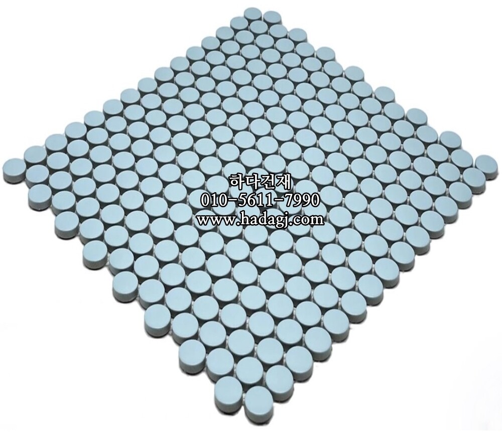 원형 모자이크타일 19x19x4T 스카이블루 무광 / 하다건재