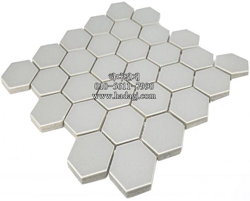 육각 모자이크타일 51x59x4T 라이트그레이 무광 / 하다건재