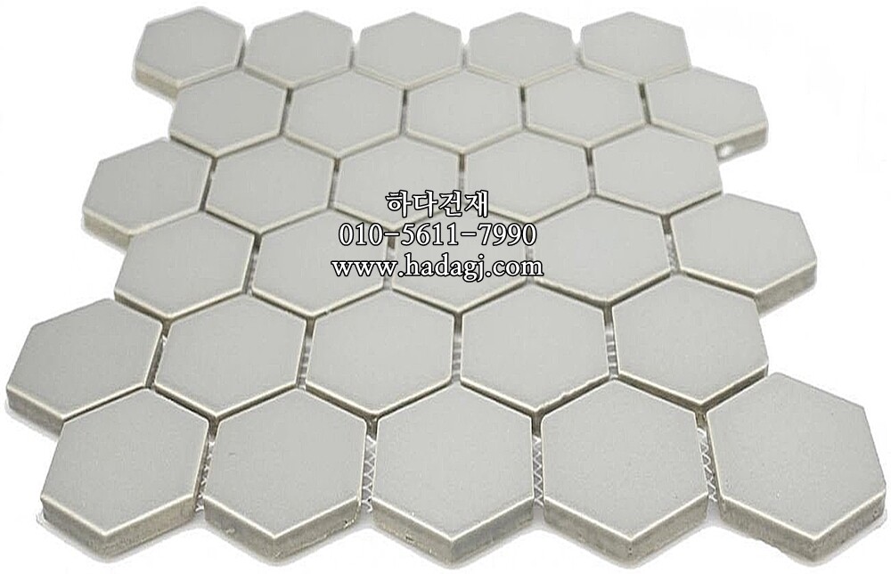 육각 모자이크타일 51x59x4T 라이트그레이 무광 / 하다건재