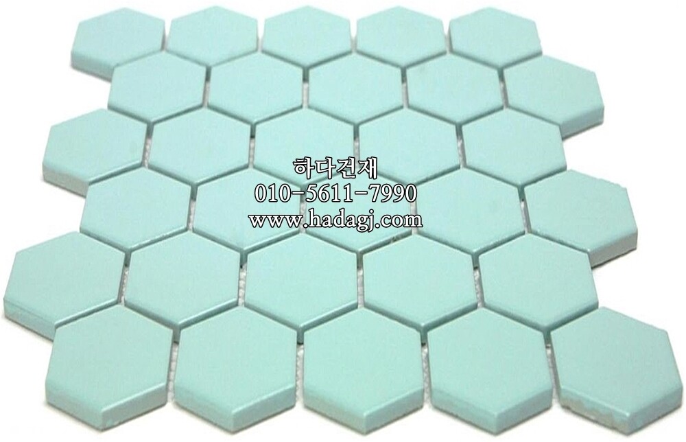 육각 모자이크타일 51x59x4T 민트 무광 / 하다건재
