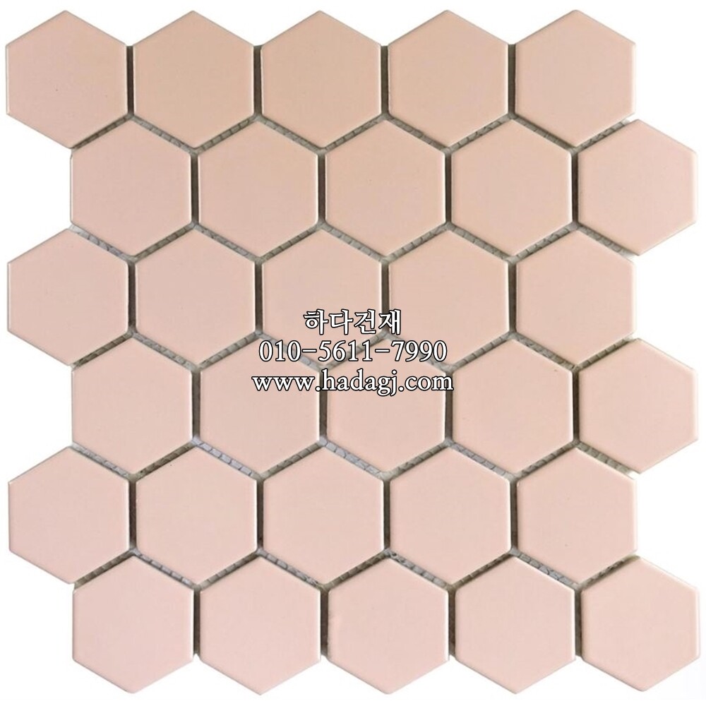 육각 모자이크타일 51x59x4T 핑크 무광