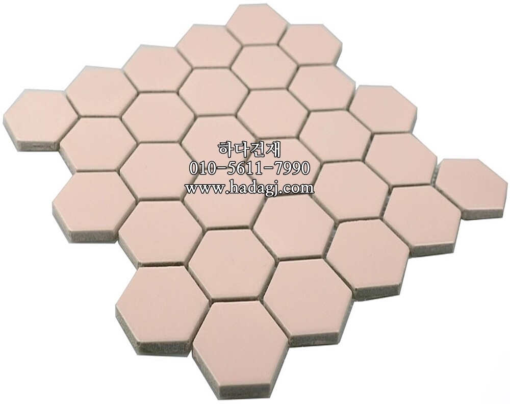 육각 모자이크타일 51x59x4T 핑크 무광 / 하다건재