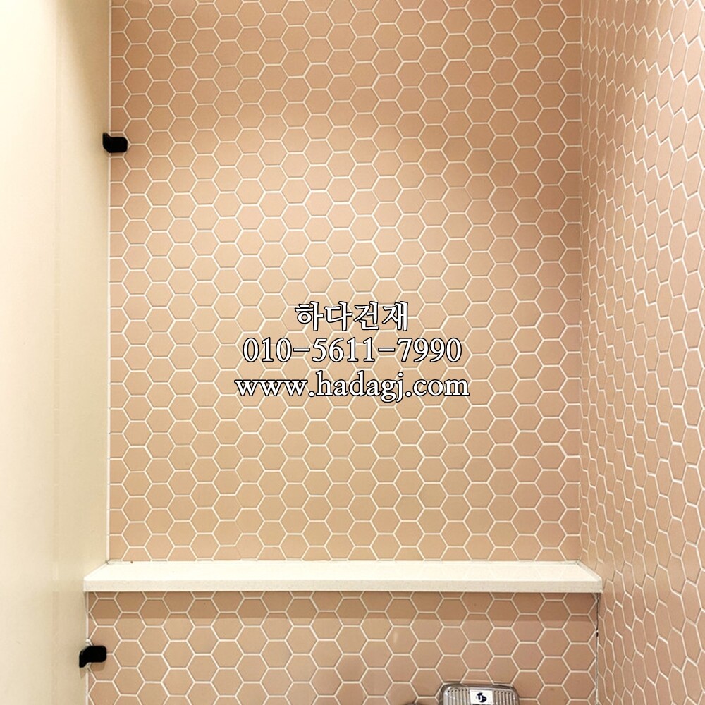 육각 모자이크타일 51x59x4T 핑크 무광 / 하다건재