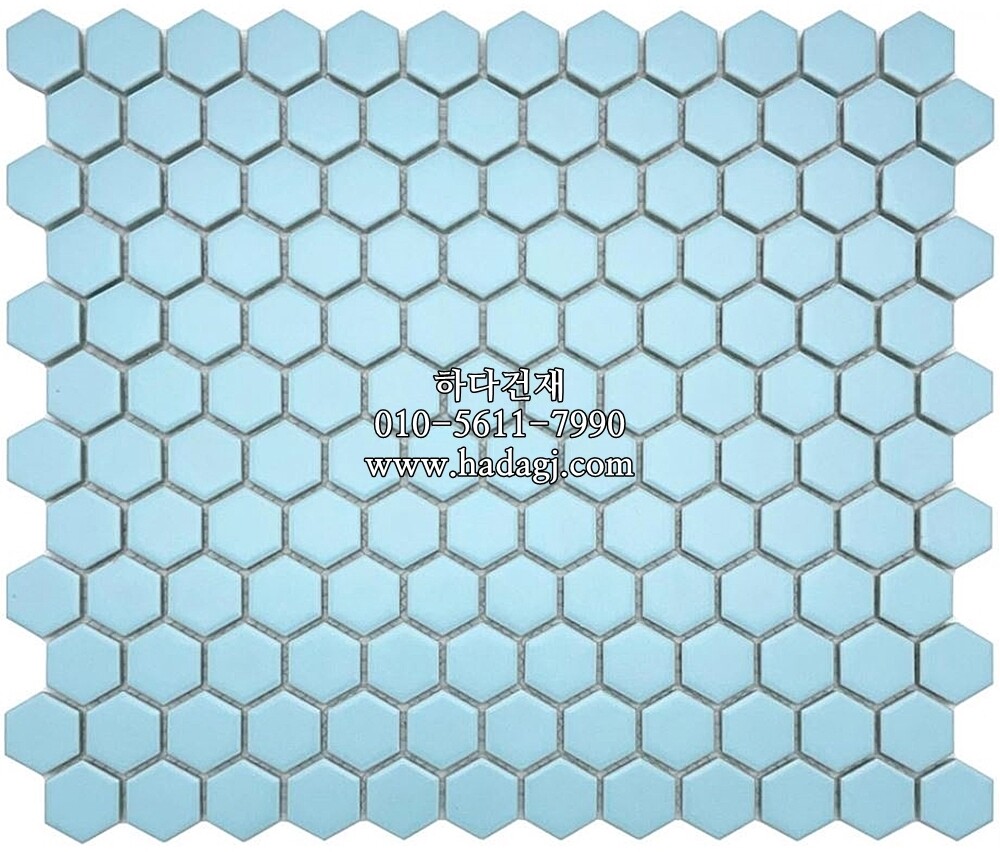 육각 모자이크타일 23x27x4T 블루 무광