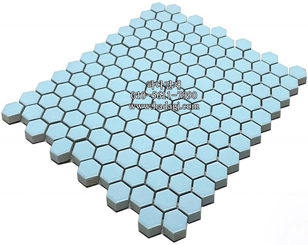 육각 모자이크타일 23x27x4T 블루 무광 / 하다건재
