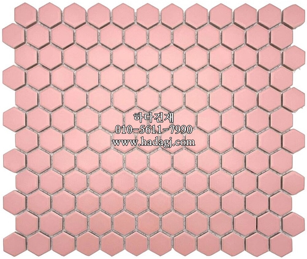 육각 모자이크타일 23x27x4T 핑크 무광 / 하다건재