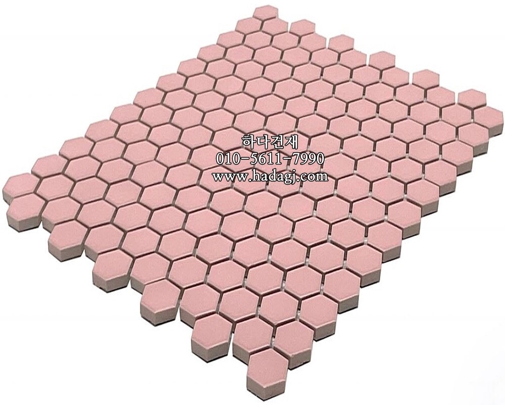 육각 모자이크타일 23x27x4T 핑크 무광 / 하다건재
