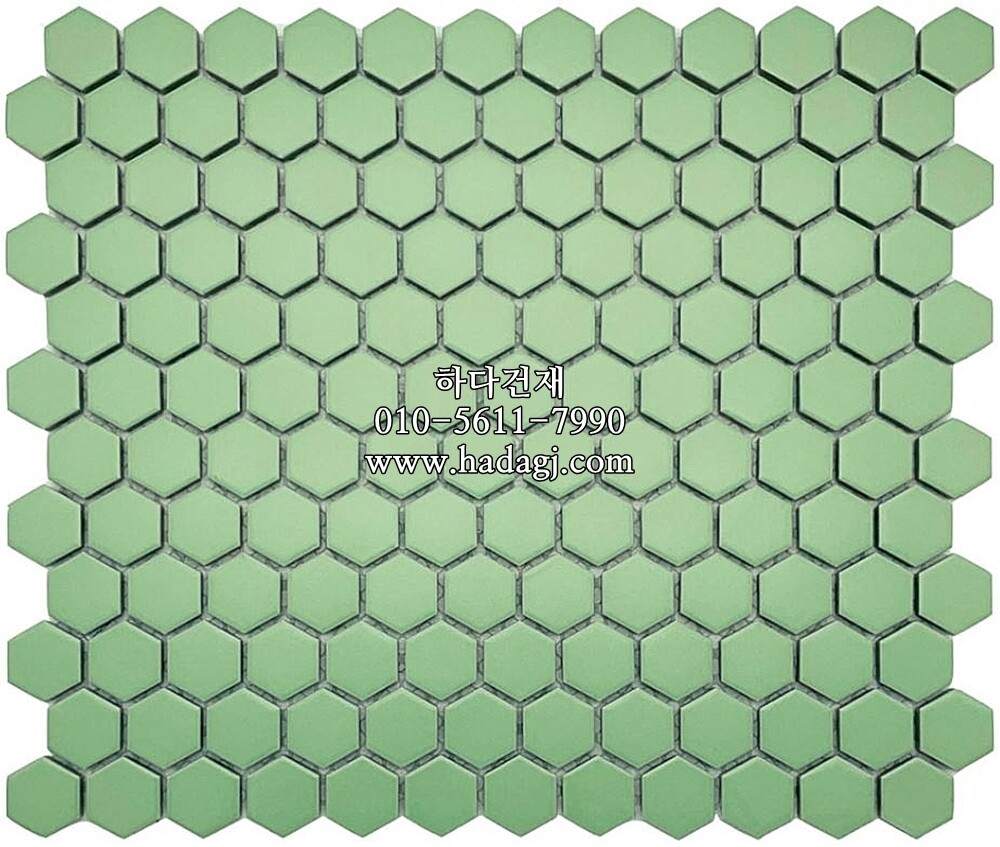 육각 모자이크타일 23x27x4T 그린 무광 / 하다건재
