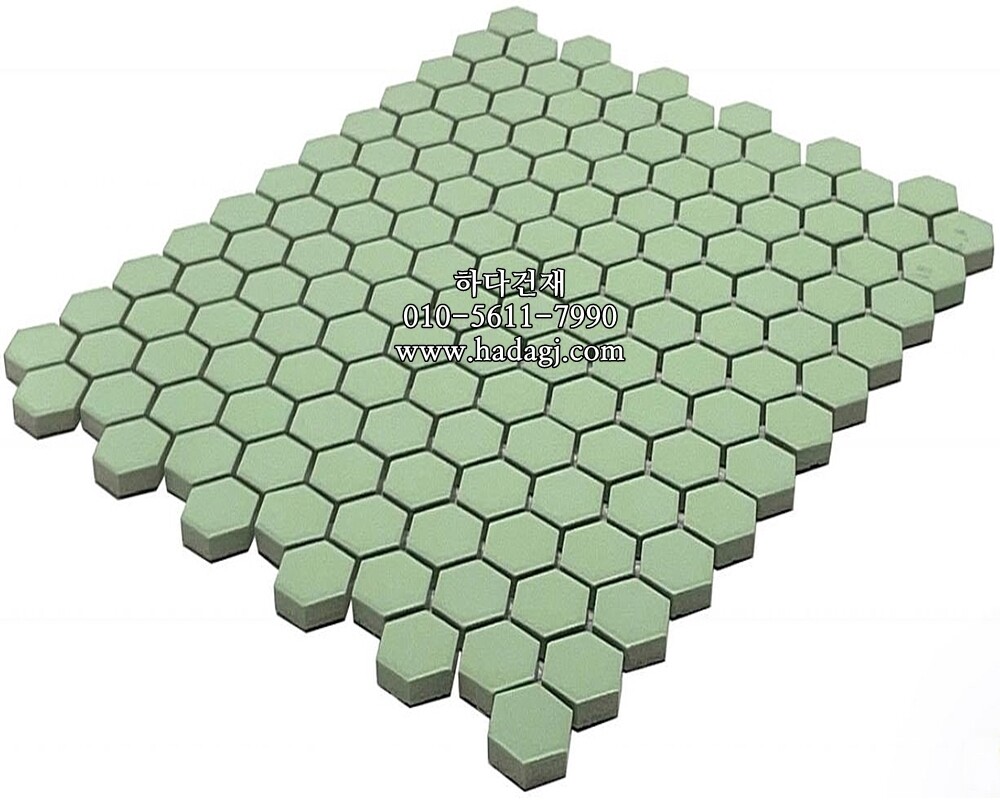 육각 모자이크타일 23x27x4T 그린 무광 / 하다건재