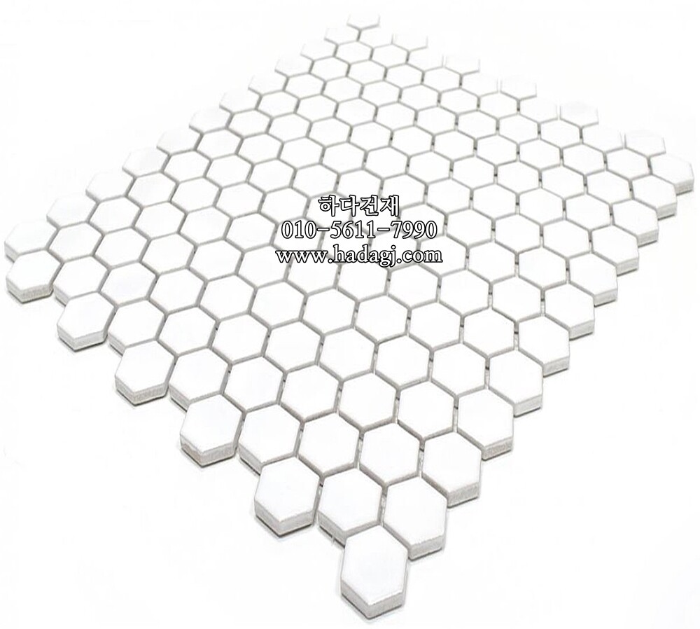육각 모자이크타일 23x27x4T 화이트 무광 / 하다건재