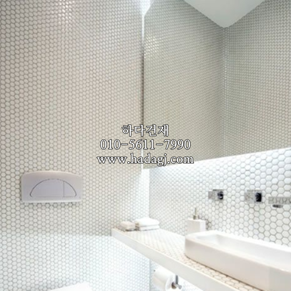육각 모자이크타일 23x27x4T 화이트 무광 / 하다건재