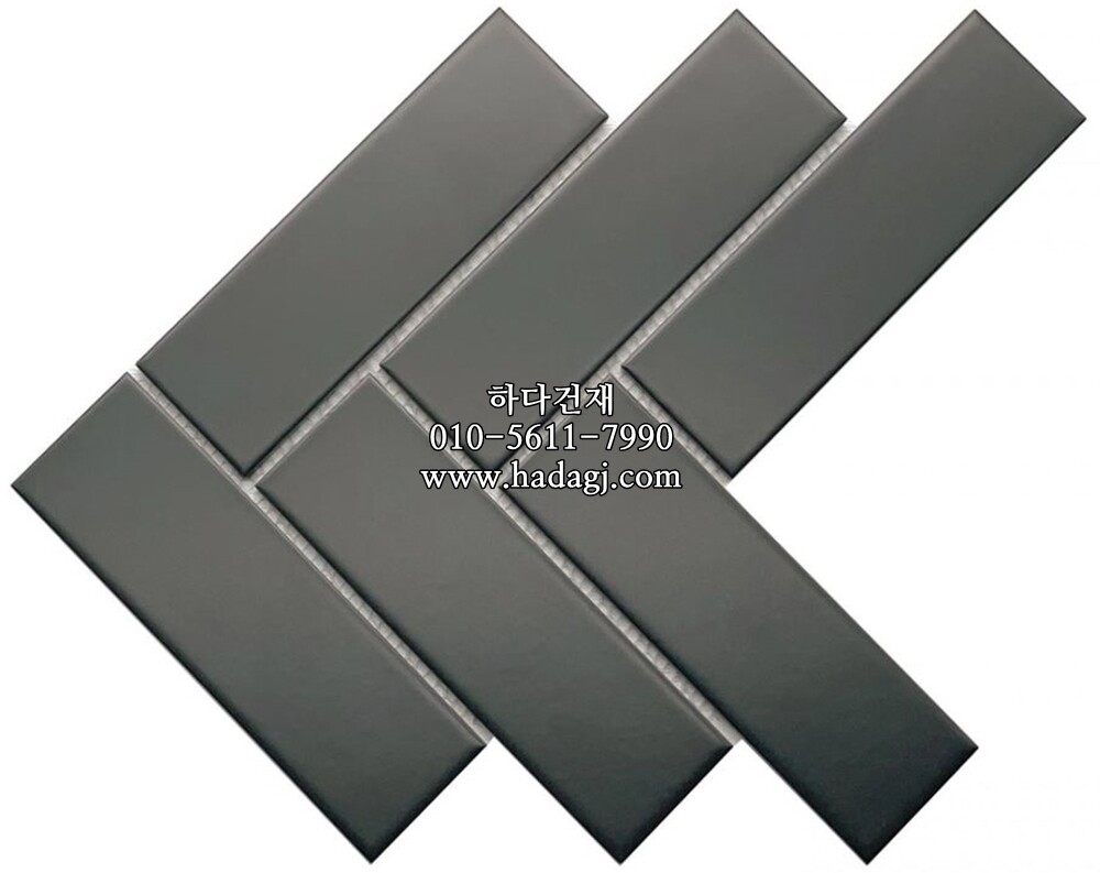 직각 모자이크타일 헤링본 45x145x5T 다크그레이 무광