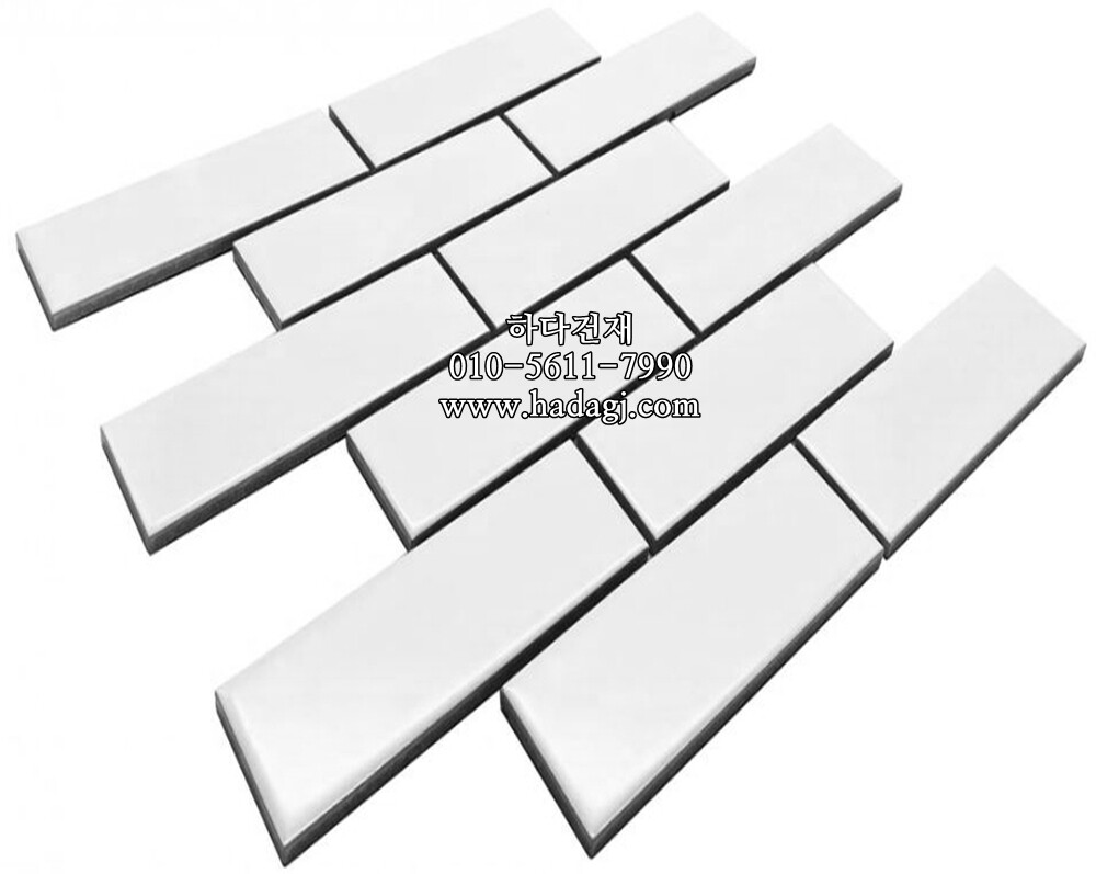 직각 모자이크타일 격자 45x145x5T 화이트 유광 / 하다건재