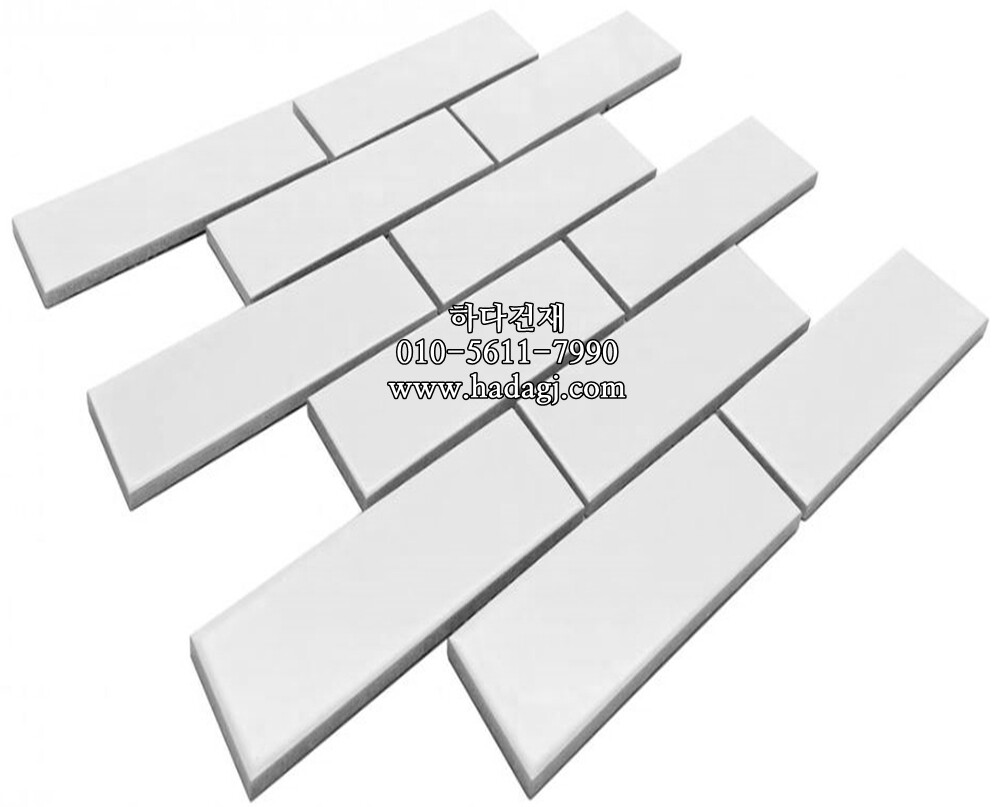 직각 모자이크타일 격자 45x145x5T 화이트 무광 / 하다건재
