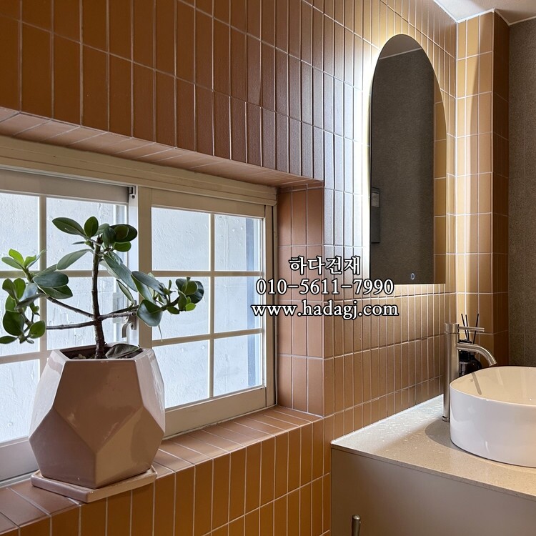 직각 모자이크타일 45x145x6T 카라멜 논슬립 / 하다건재
