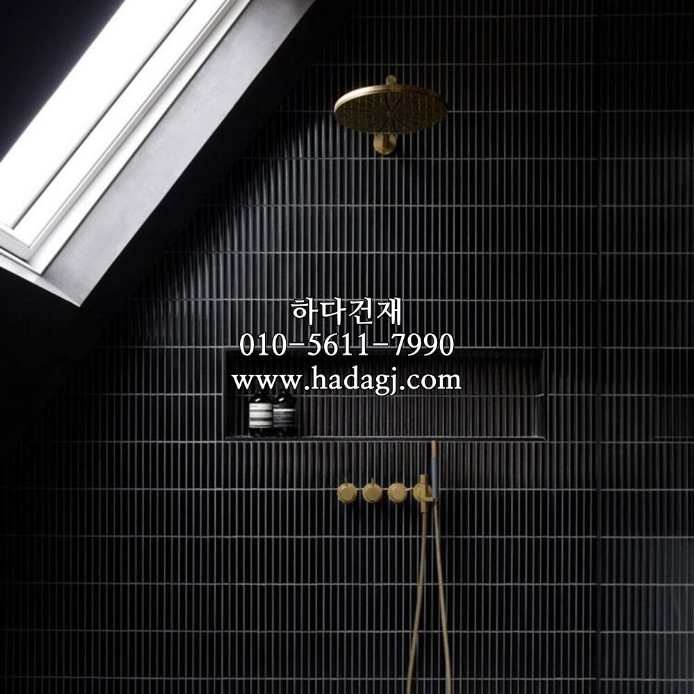 직각 모자이크타일 22x145x5T 블랙 무광 / 하다건재