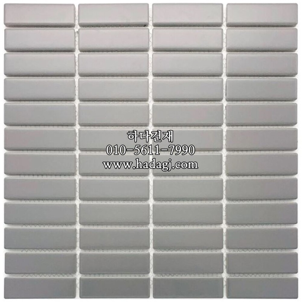 직각 모자이크타일 22x72x6T 그레이 무광 / 하다건재