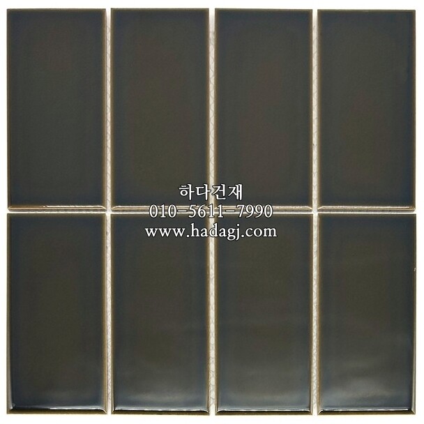 직각 모자이크타일 68x136x6.5T 올리브 유광 / 하다건재