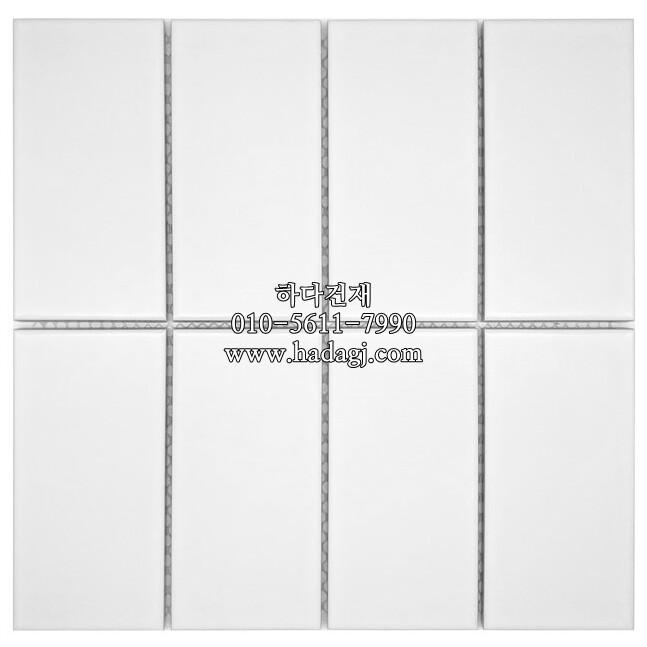 직각 모자이크타일 68x136x6.5T 화이트 유광 / 하다건재