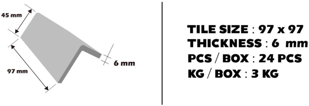 정각 모자이크타일 코너 97x97x6T 화이트 무광 / 하다건재