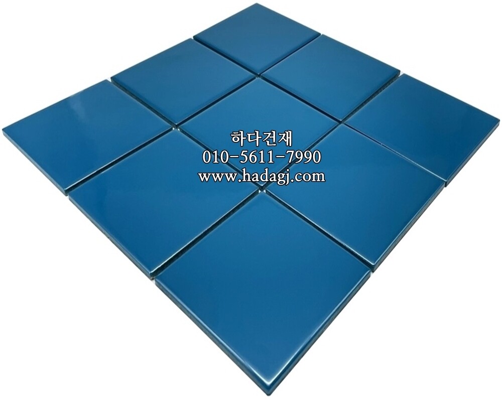정각 모자이크타일 97x97x6T 아쿠아 유광 / 하다건재