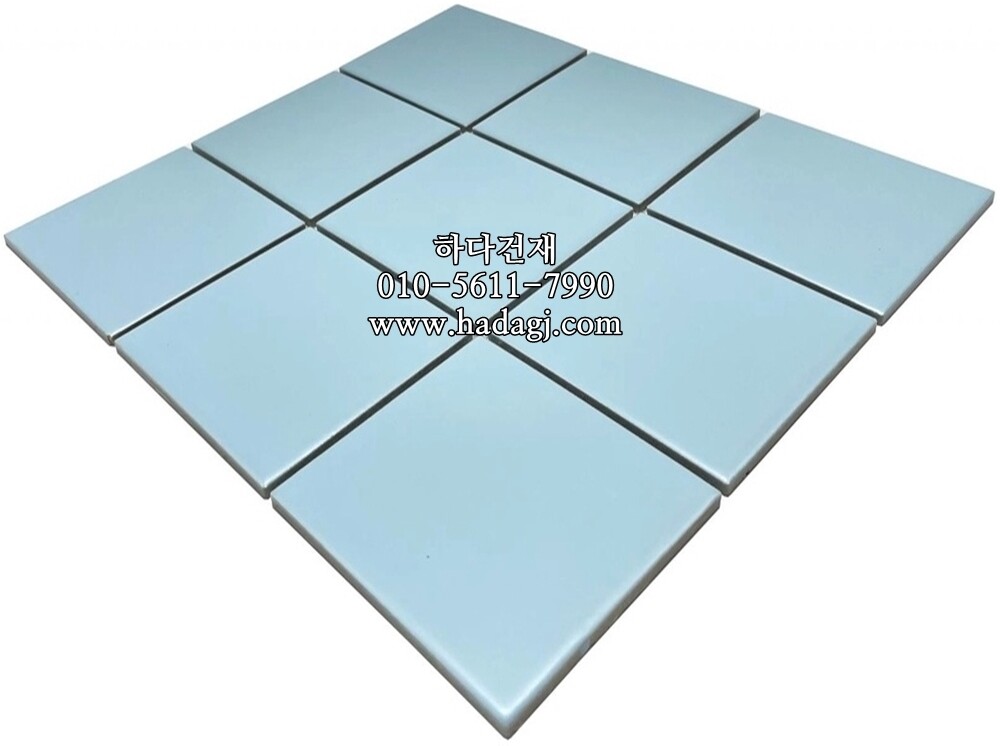 정각 모자이크타일 97x97x6T 스카이블루 무광 / 하다건재