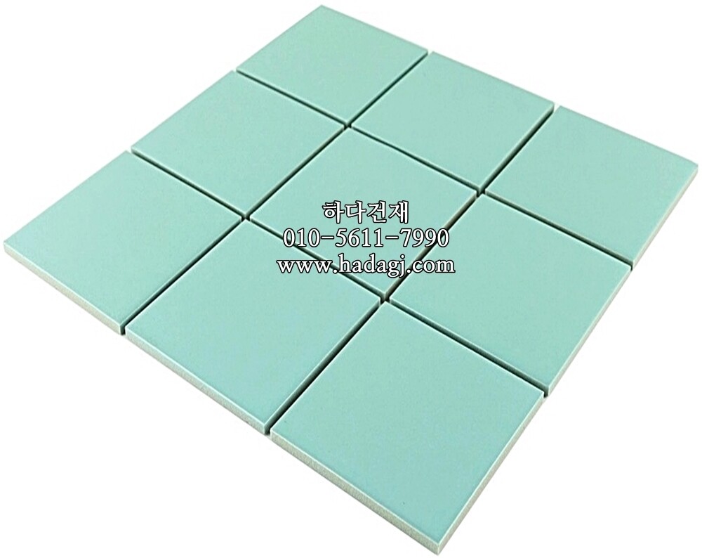 정각 모자이크타일 97x97x6T 민트 무광 / 하다건재