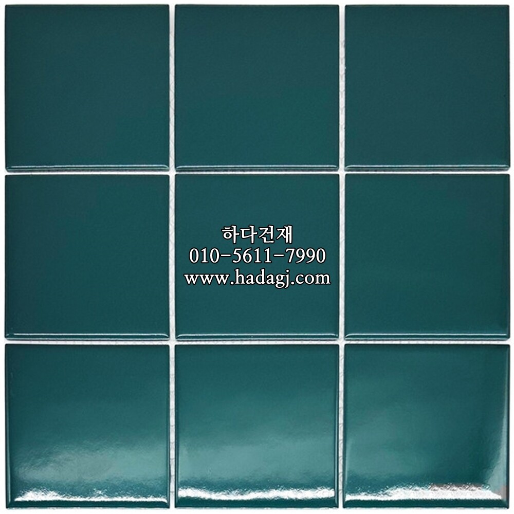 정각 모자이크타일 97x97x6T 그린 유광 / 하다건재