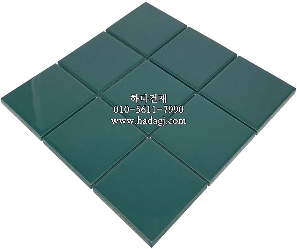 정각 모자이크타일 97x97x6T 그린 유광 / 하다건재