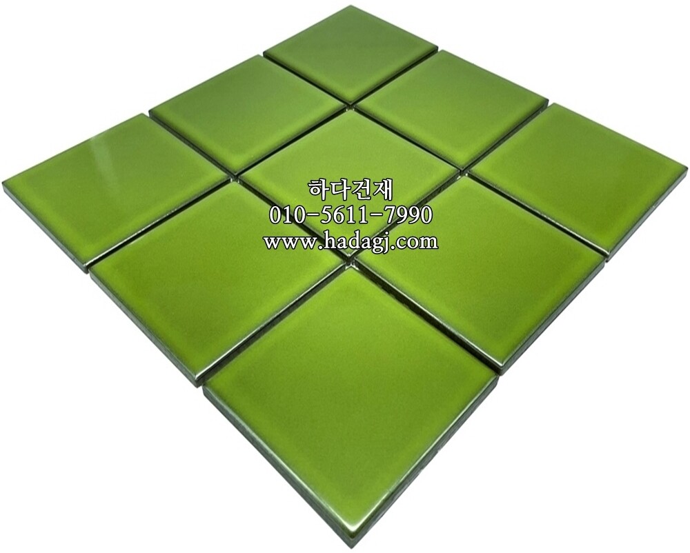 정각 모자이크타일 97x97x6T 키위 유광 / 하다건재