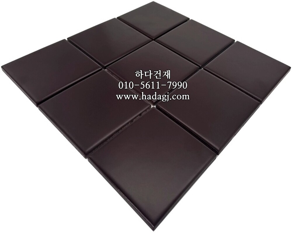 정각 모자이크타일 97x97x6T 브라운 무광 / 하다건재