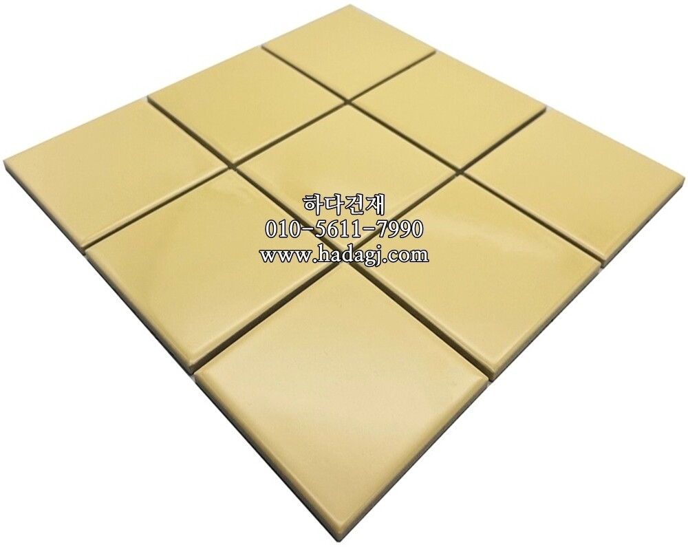 정각 모자이크타일 97x97x6T 버터 유광 / 하다건재
