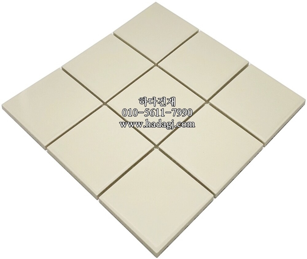 정각 모자이크타일 97x97x6T 아이보리 유광 / 하다건재