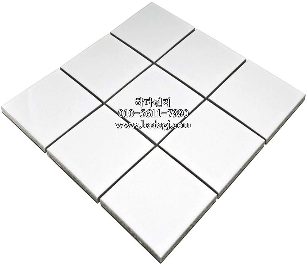 정각 모자이크타일 97x97x6T 화이트 유광 / 하다건재