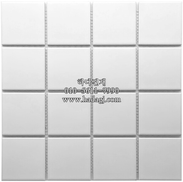 정각 모자이크타일 73x73x6T 화이트 유광 / 하다건재