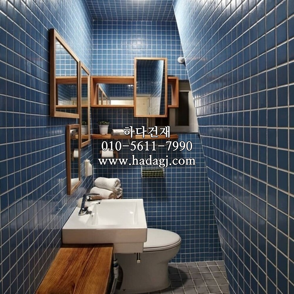정각 모자이크타일 48x48x6T 네이비 무광 / 하다건재