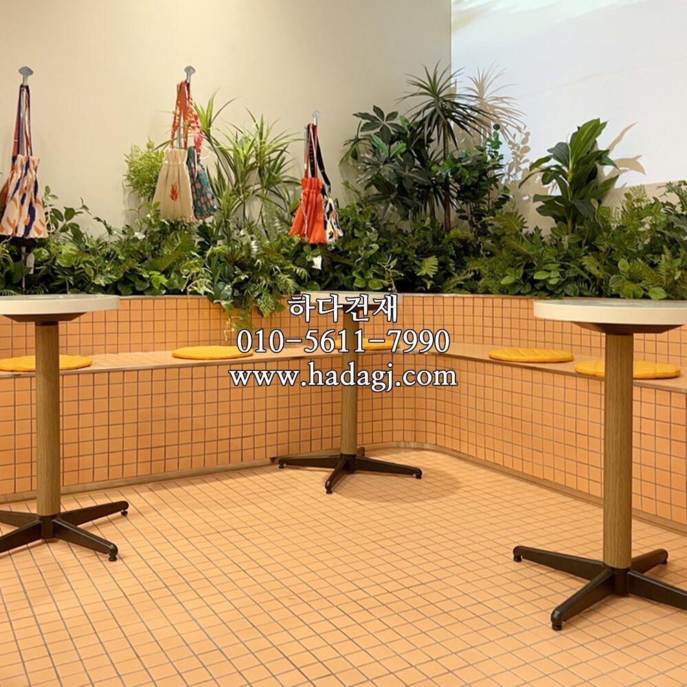 정각 모자이크타일 48x48x6T 오렌지핑크 무광 / 하다건재