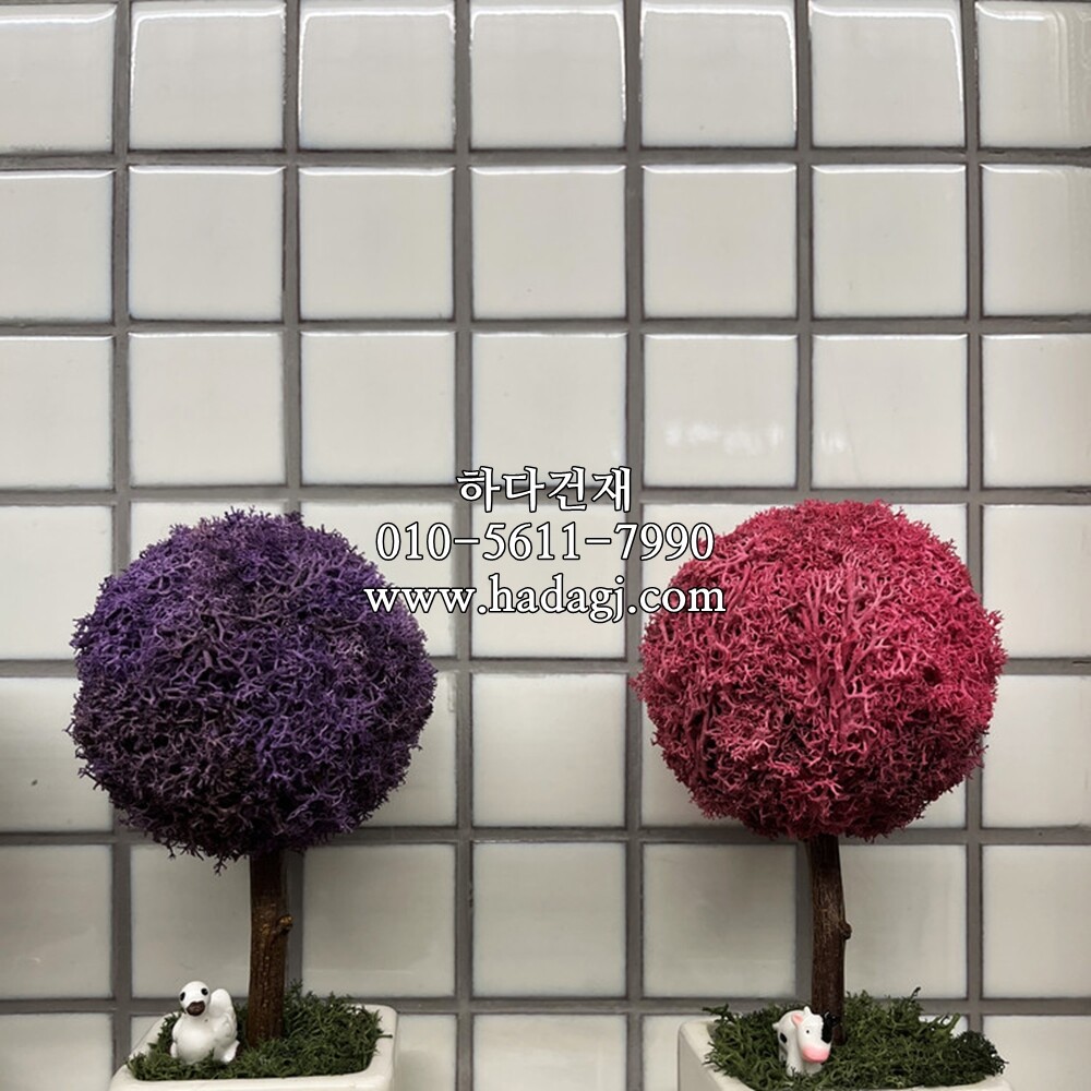 정각 모자이크타일 48x48x6T 밀크 유광 / 하다건재