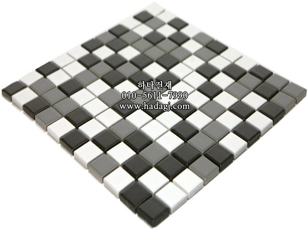정각 모자이크타일 25x25x6T 믹스 그레이 무광 / 하다건재